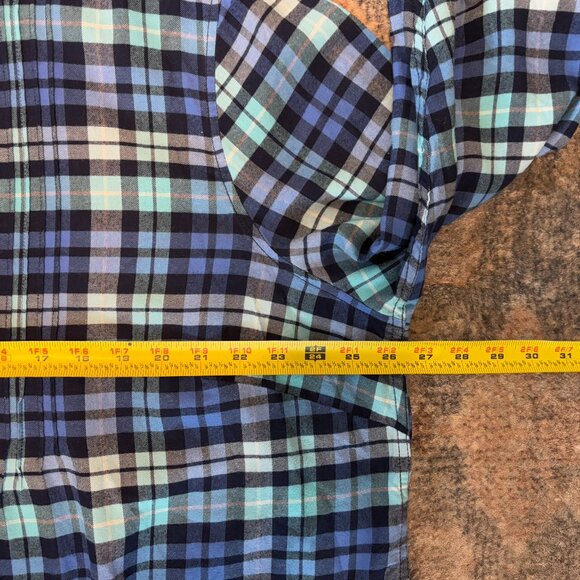 Lands' End Womens Plus Blue Plaid Popover Flannel Pintuck Tunic Shirt Top 20W/2X - Picture 9 of 11